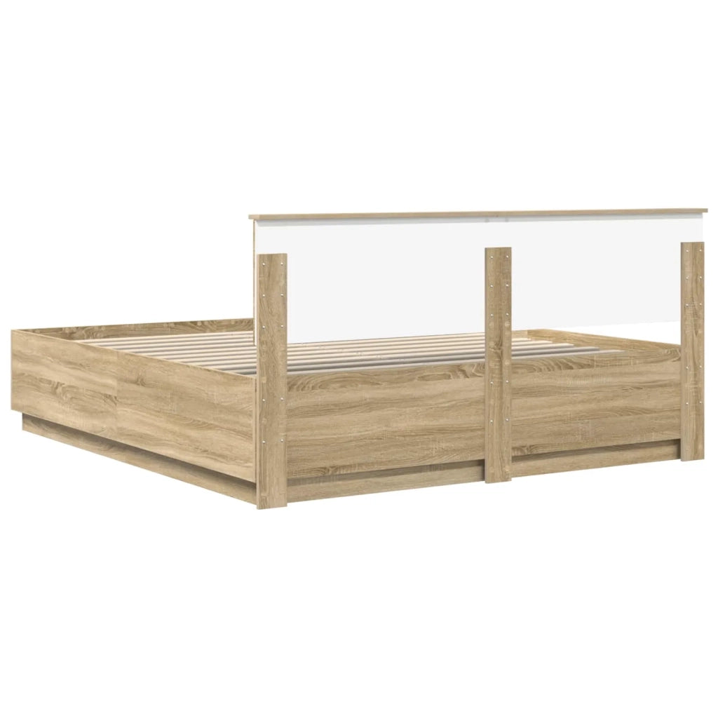 Struttura del letto con strisce LED Rovere Sonoma 180 x 200 cm 3408049