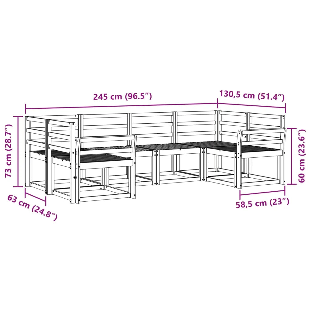 Set di divani da esterno 6 pcs Naturale