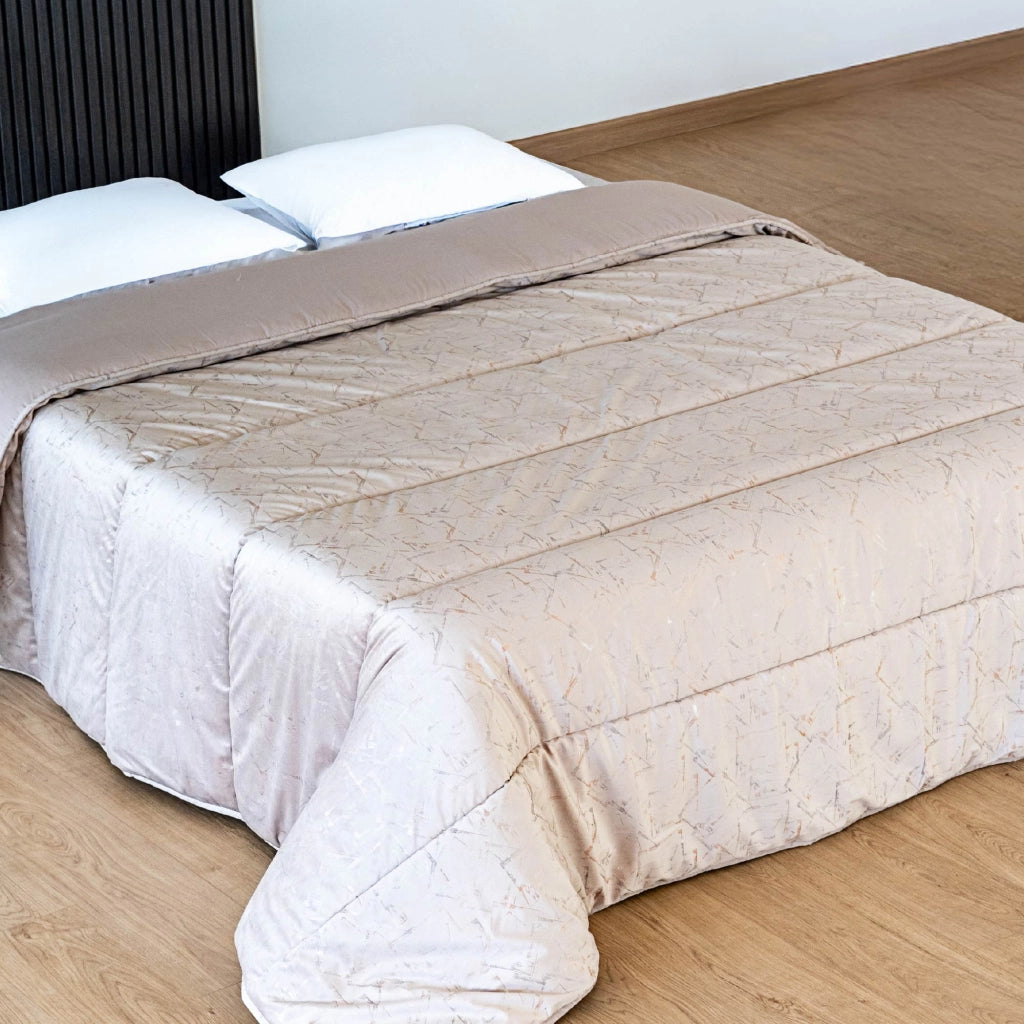 Trapunta Invernale Matrimoniale in Velluto con Stampa Digitale – Piumone Due Piazze Elegante e Morbido 500gr – Piumino Caldo Made in Italy per Inverno Quadrisflasatibeige - Matrimoniale