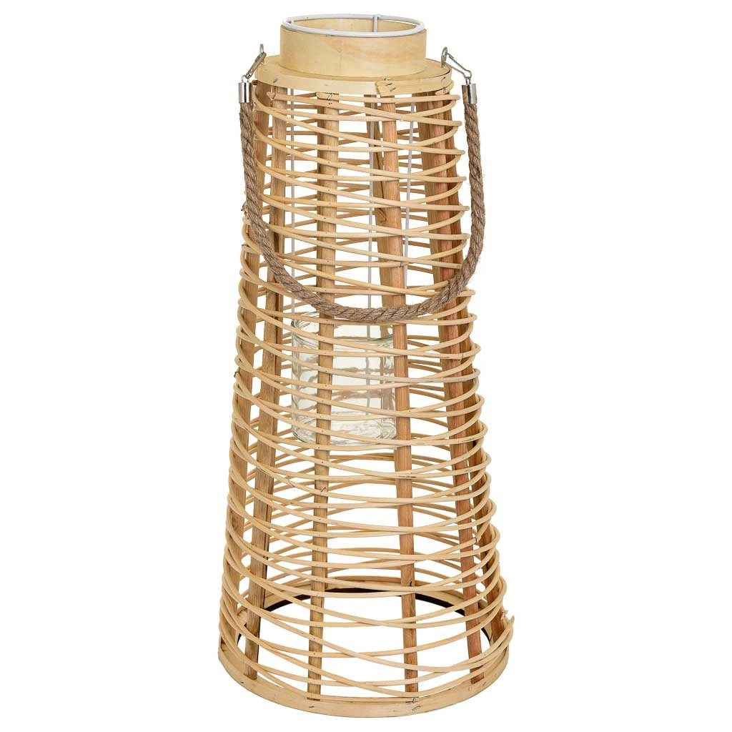 Lanterna portacandela in rattan marrone d26,5x56h
