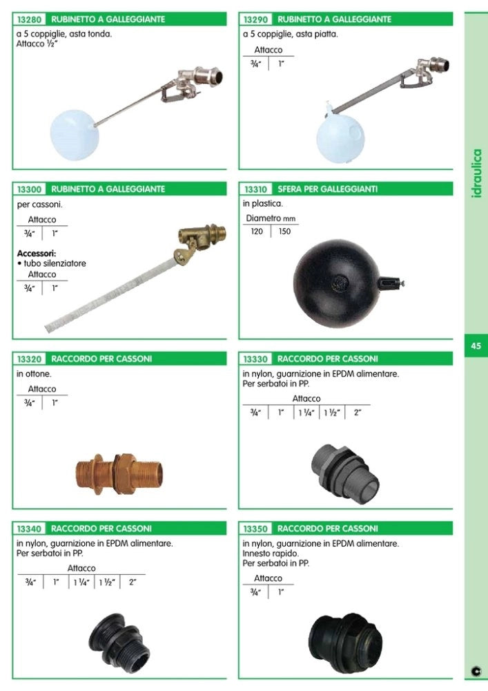 1pz galleggiante a 5 coppiglie asta piatta gr.1 senza sfera cod:ferx.26701