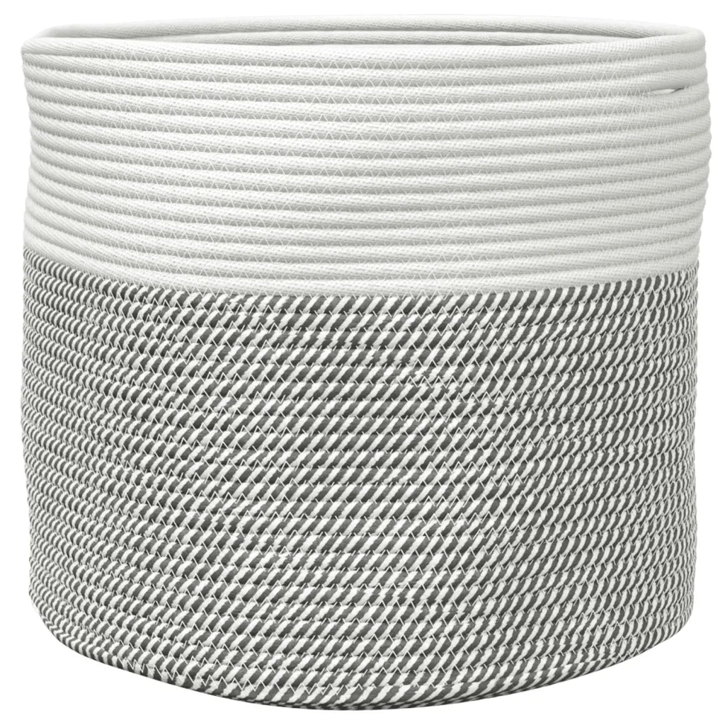 Cestino Portaoggetti Grigio e Bianco ?40x35 cm in Cotone CFW6847887