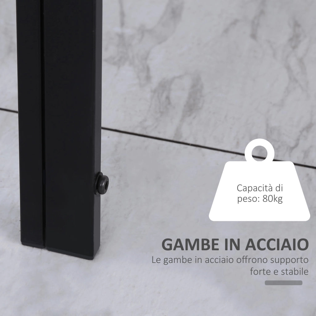 Tavolo Rettangolare 120x60x75 cm in Metallo e Vetro Temperato Nero