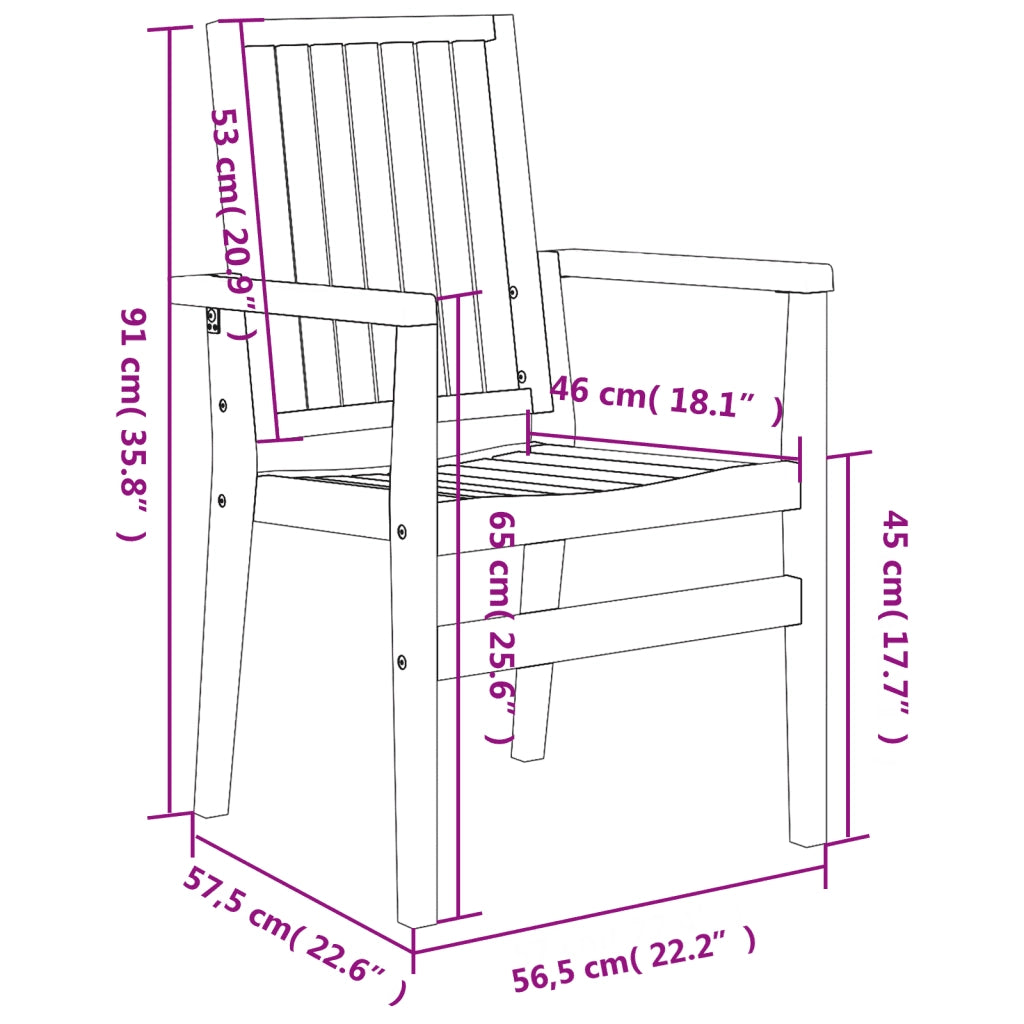 Sedie da Giardino Impilabili 8 pz 56,5x57,5x91 cm Massello Teak 3157903