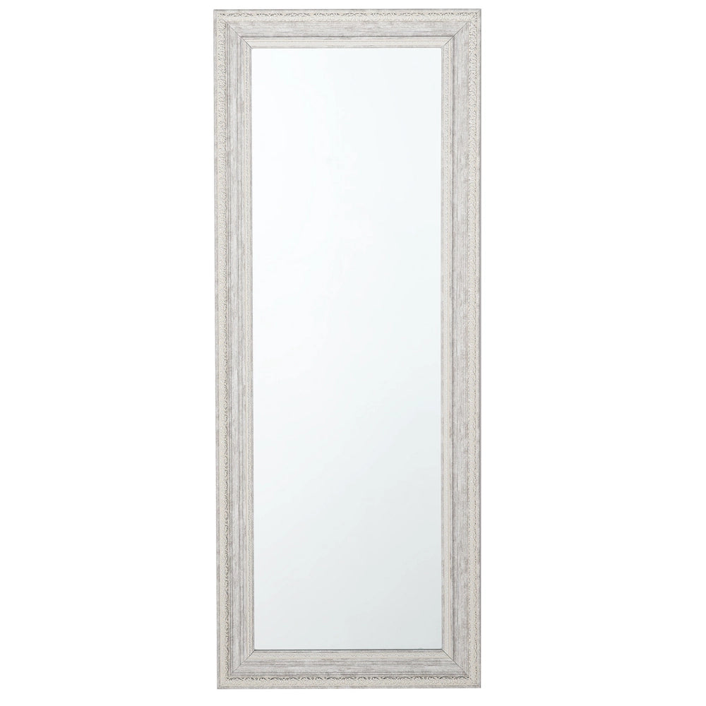 Specchio da Parete Beige con Argento 50 x 130 cm Verticale Soggiorno Camera da Letto Comò Finitura Gesso