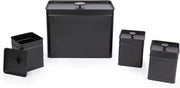 Set di contenitori per cucina 4 pezzi - imballaggio con 3 contenitori per tè, caffè, zucchero e caddy grande teglia per pane con coperchio finitura in vernice nera a base di polvere impermeabile a lunga durata