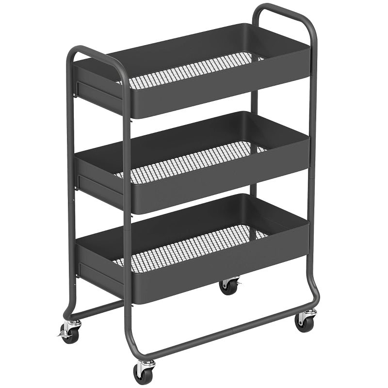 CARRELLO DA CUCINA 3 CESTI 64,5x34x87 cm METALLO NERO