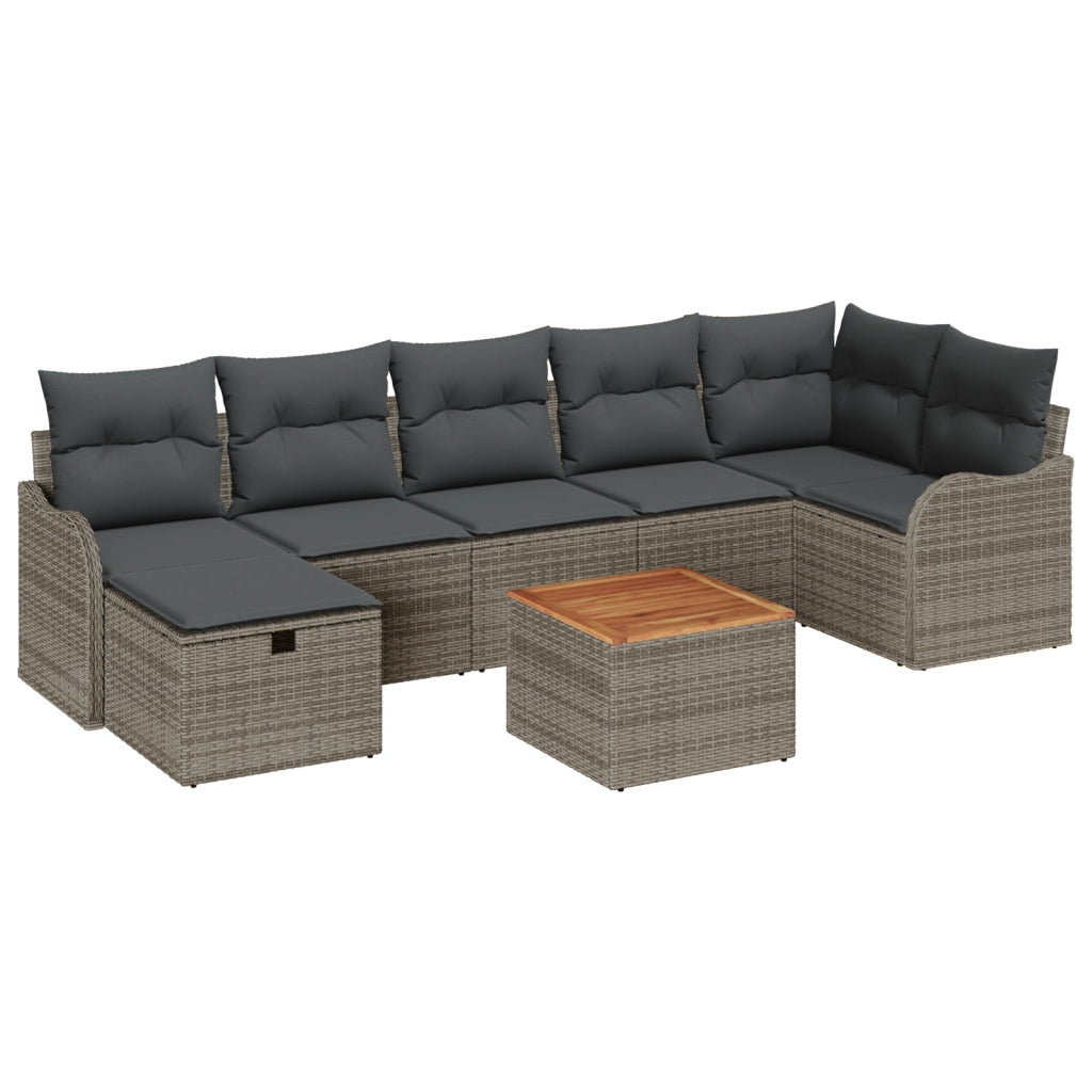 Set di divani da giardino con cuscini 8 pezzi grigio