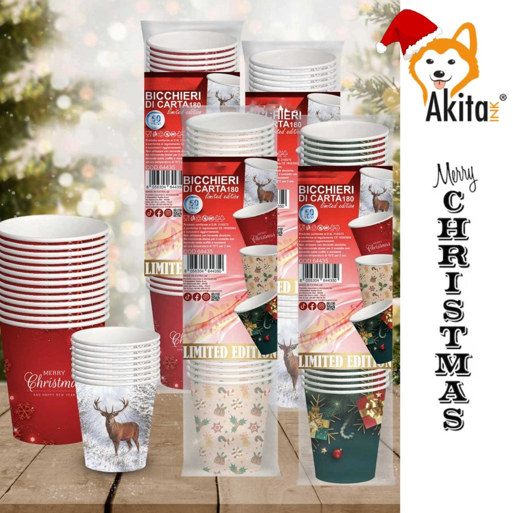 Akitaink 500 Bicchierini Caffe Natale 75ml Carta