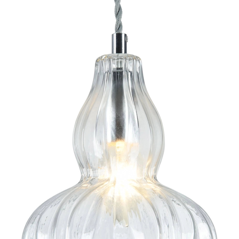 Sospensione Contemporanea Eustoma Metallo Nichel 1 Luce Diffusore Vetro Trasp.