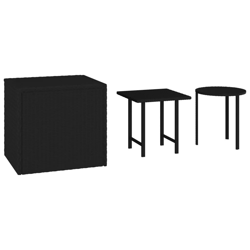 Tavolini da Giardino 3 pz | Tavolino da esterno Neri in Polyrattan