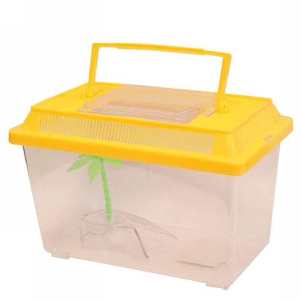 Trade Shop - Acquario Vaschetta Pesci Tartarughe Coperchio Maniglia Presa Aria 21x13.5x14 Cm -