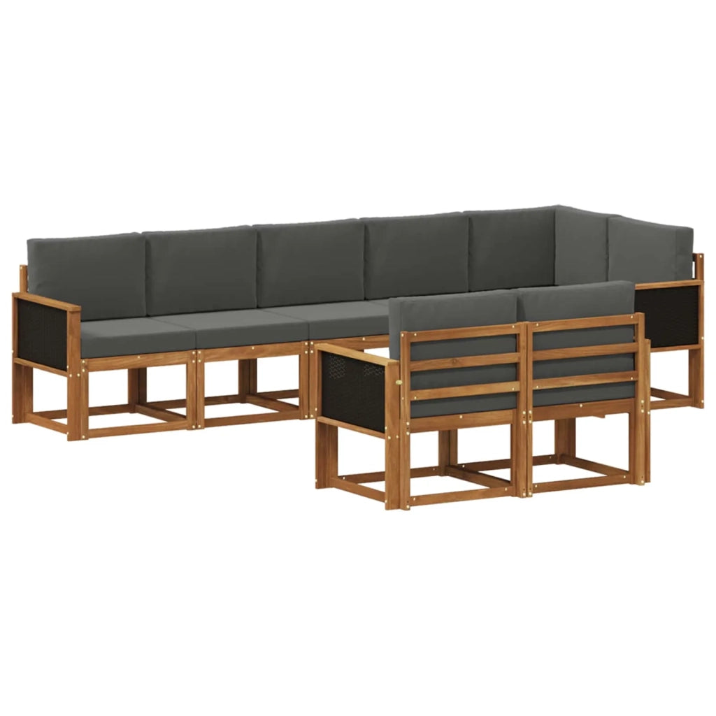Set di divani da esterno 8 pz Naturale e Antracite Poliestere 3385303