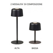 LAMPADA DA TAVOLO RICARICABILE NERA 2W 2700K 144LM IP44 1+1 ZAFFERANO AILATI