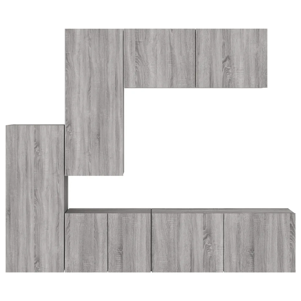 vidaXL Mobili TV a Muro 5pz Grigio Sonoma in Legno Multistrato