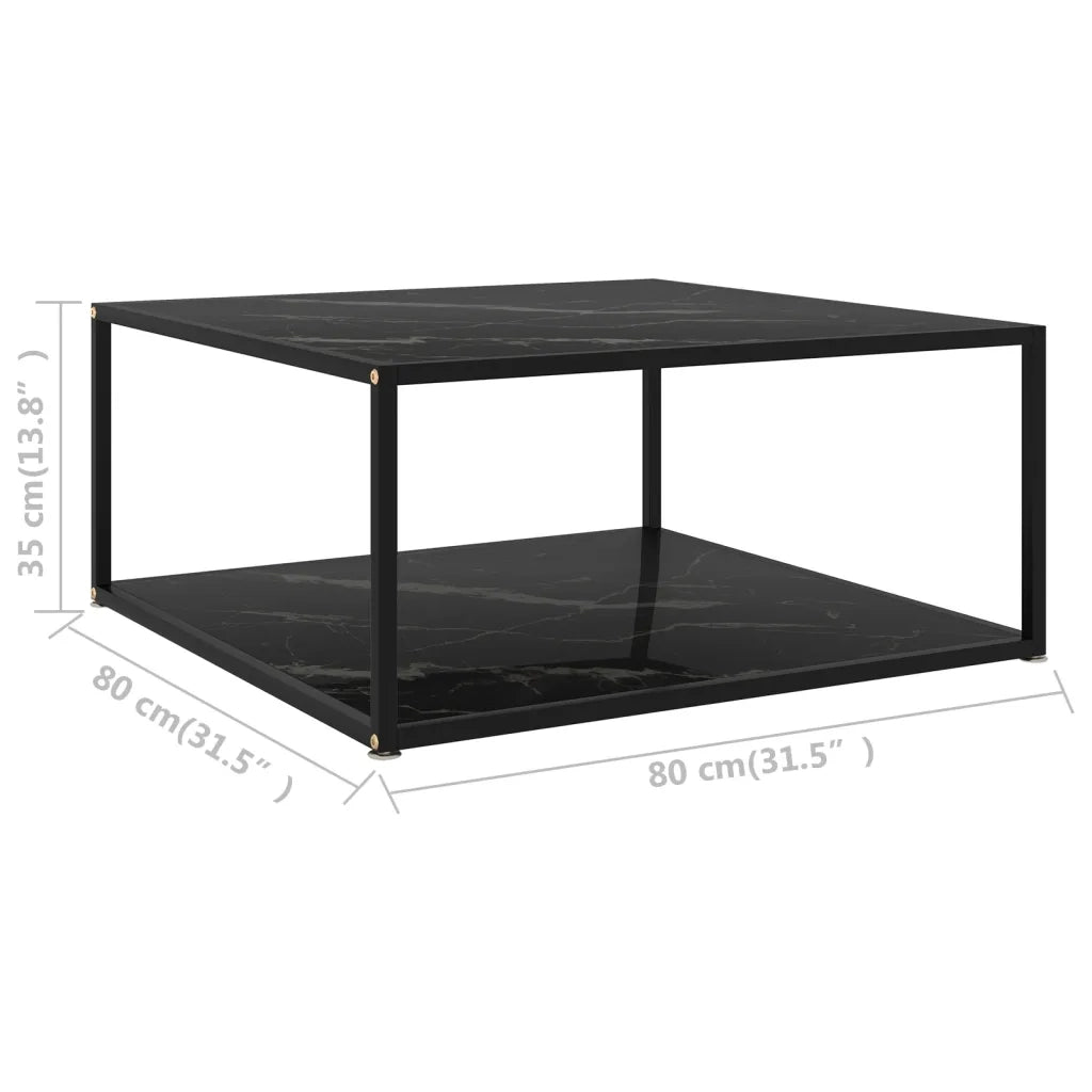 Tavolino da Salotto Nero 80x80x35 cm in Vetro Temperato 322895