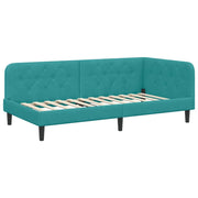 Letto singolo | Letto per adulti | Cornice del letto ad angolo Turchese 100 x 200 cm Velluto