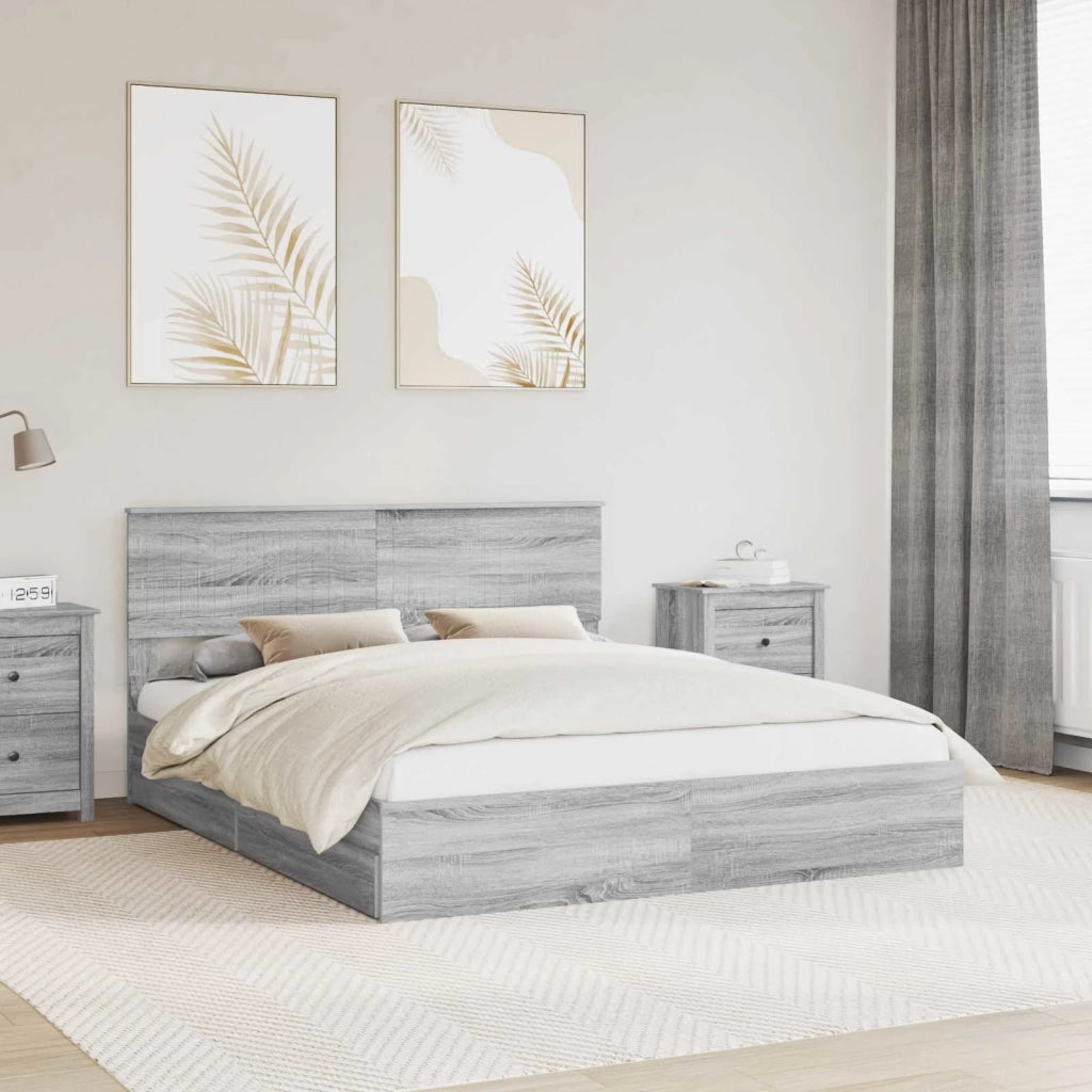 Letto con Contenitore con testiera Grigio Sonoma 160 x 200 cm 3410782