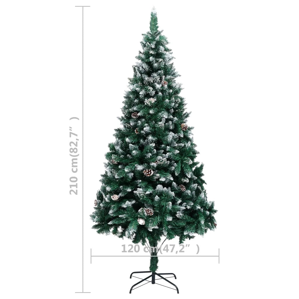 Albero di Natale | Decorazioni natalizie Artificiale con Pigne e Neve Bianca 210 cm