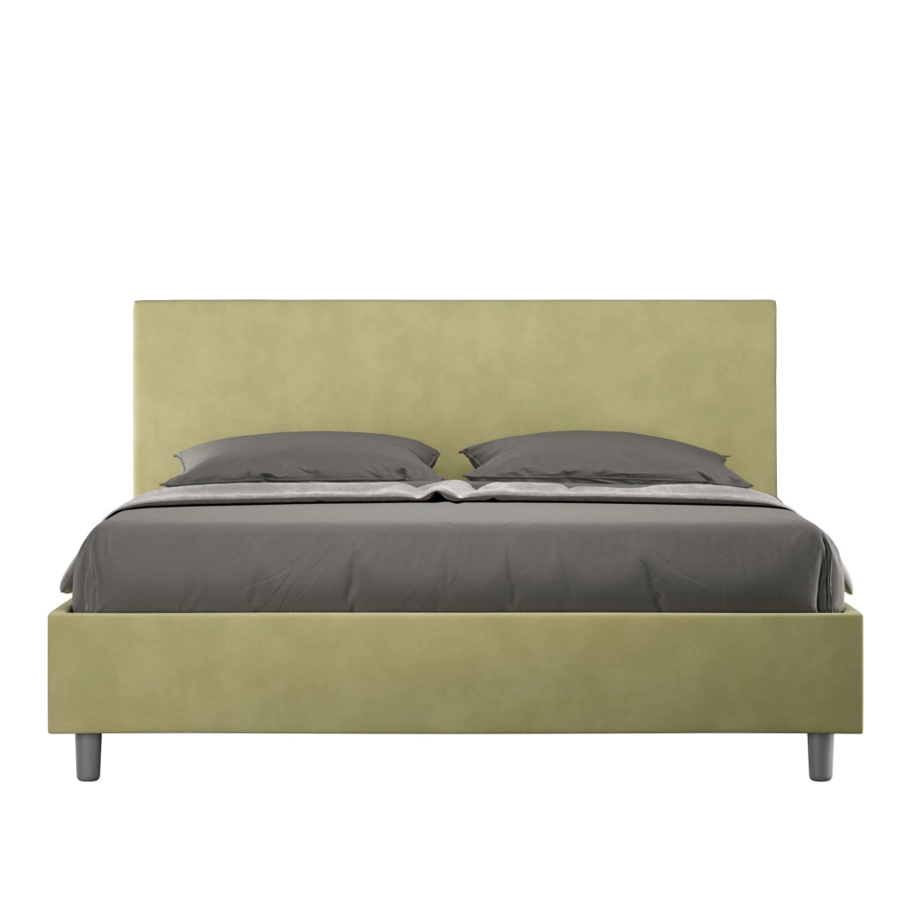 Letto matrimoniale francese senza rete imbottito 140x190 microfibra grigio Adele