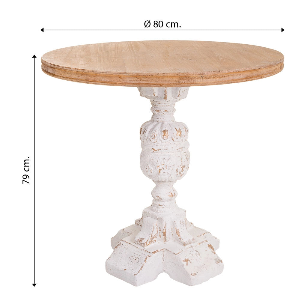 Tavolo in legno intagliato 80x80x79