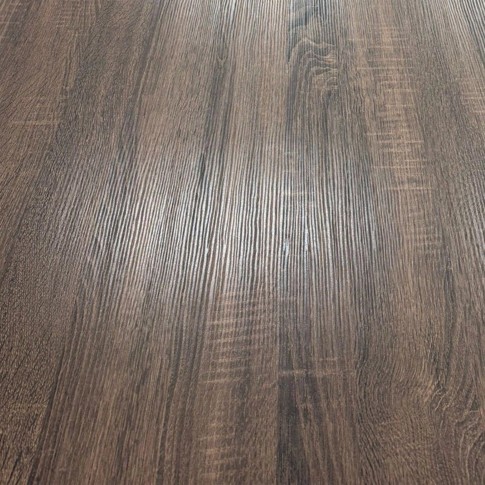 Tavolo fisso Ronan con piano in rovere anticato e gambe in metallo nero 180x90x76H