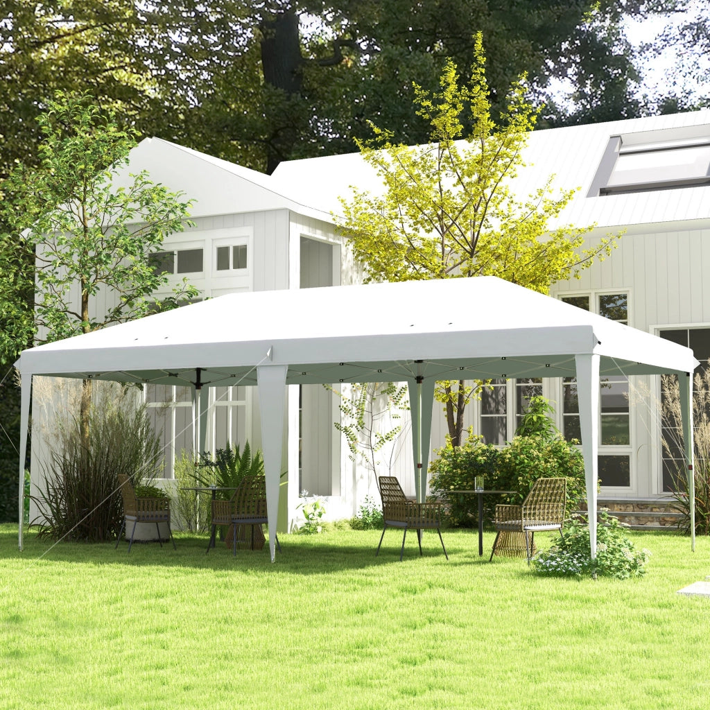 Tenda da Giardino Pieghevole 6x3 m ¨C zephmum ¨C Bianco Acciaio 3 Altezze
