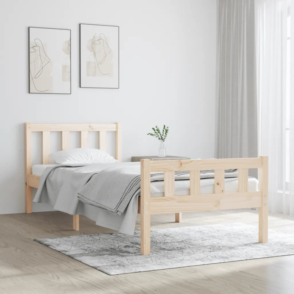 Letto singolo | Letto per adulti | Giroletto in Legno Massello 90x190 cm Single
