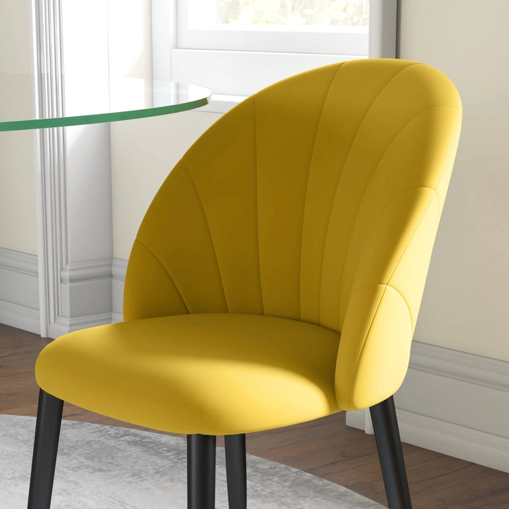 Set 2 Sedie Design Nordico 52x54x79 cm Tessuto Effetto Velluto Giallo