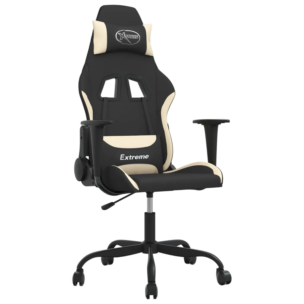 vidaXL Sedia da Gaming Nero e Crema in Tessuto