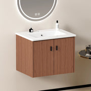 Mobile da bagno 60 cm in legno rosso-bruno con 2 ante soft-close