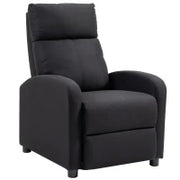Poltrona Relax Imbottita con Schienale Reclinabile 135° e Poggiapiedi Estraibile, in Lino Nero, 69x87x100.5cm
