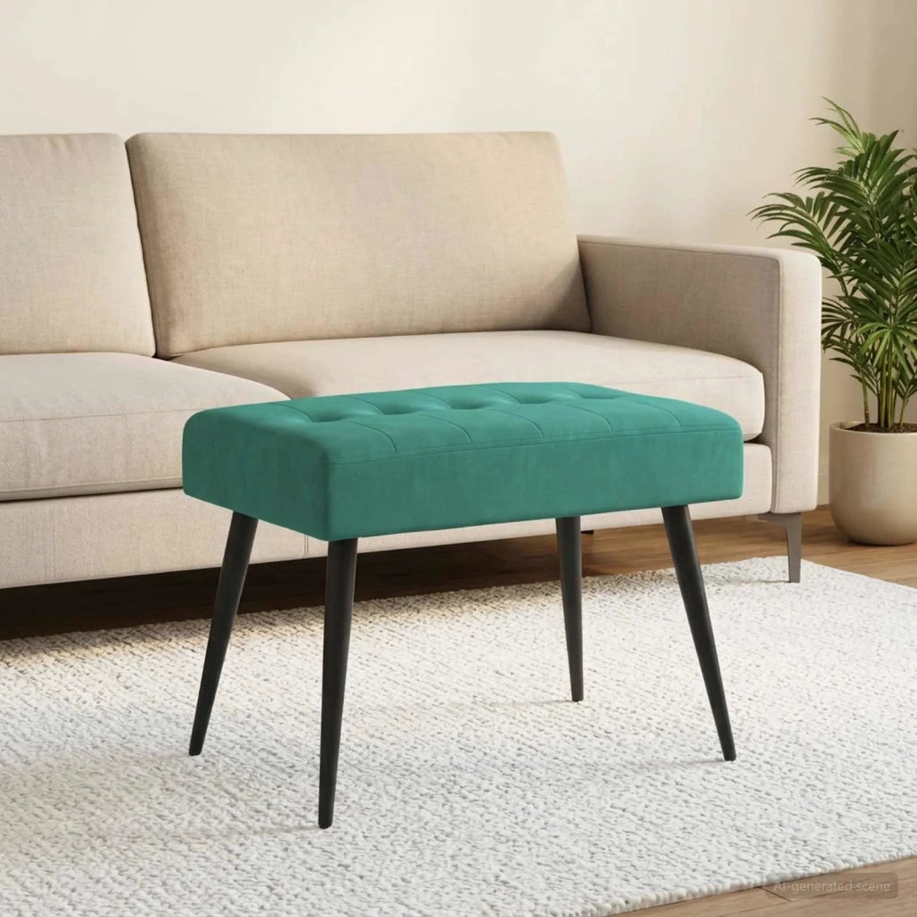 Panchina con bottoni imbottiti Turchese 60 x 40 x 45 cm Velluto 42038511