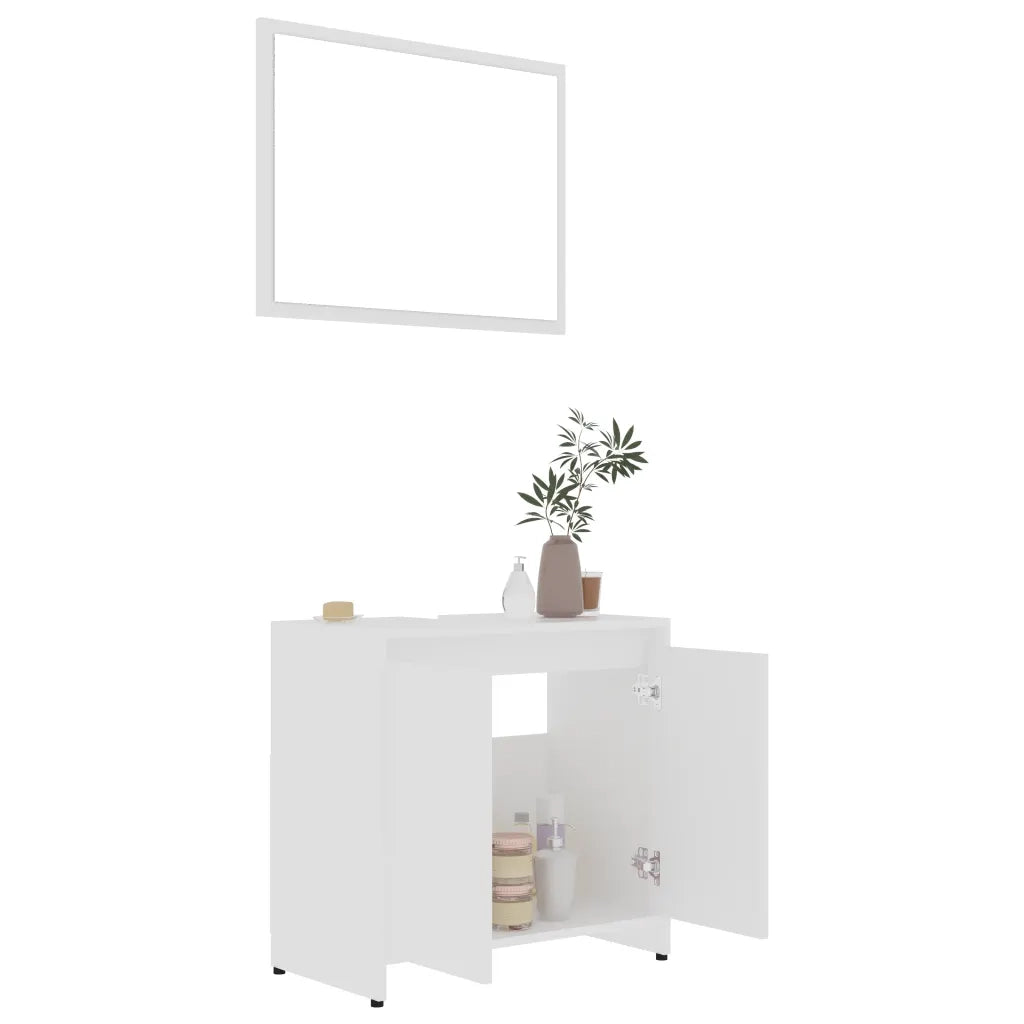 Set Mobili da Bagno 3 pz Bianco in Truciolato 3056925