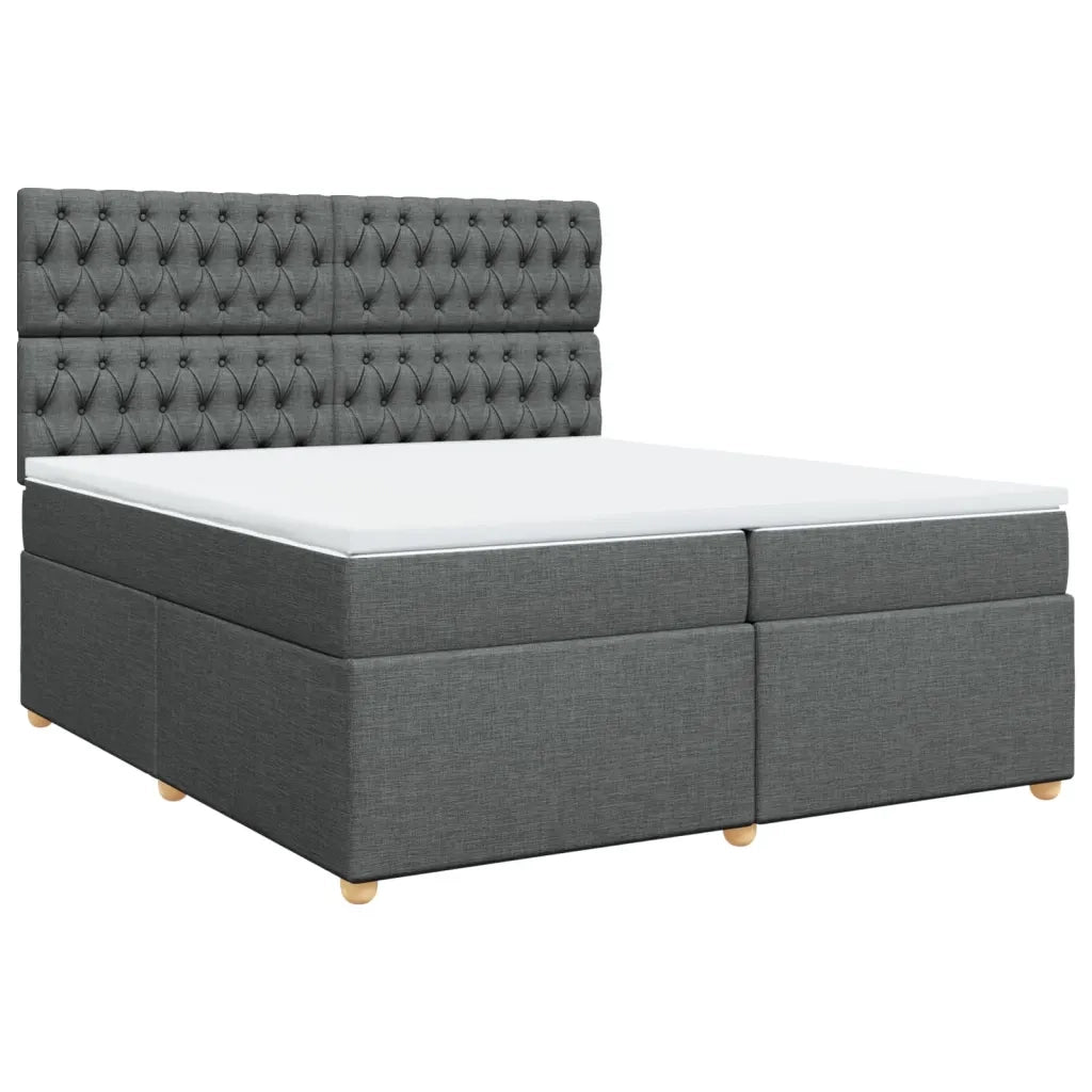 Giroletto a Molle con Materasso Grigio Scuro 200x200 cm Tessuto
