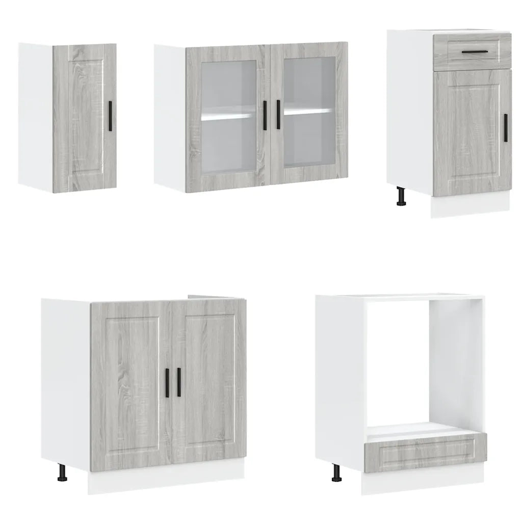 Set Mobili da Cucina 8 pz Kalmar Grigio Sonoma in Truciolato 3314817