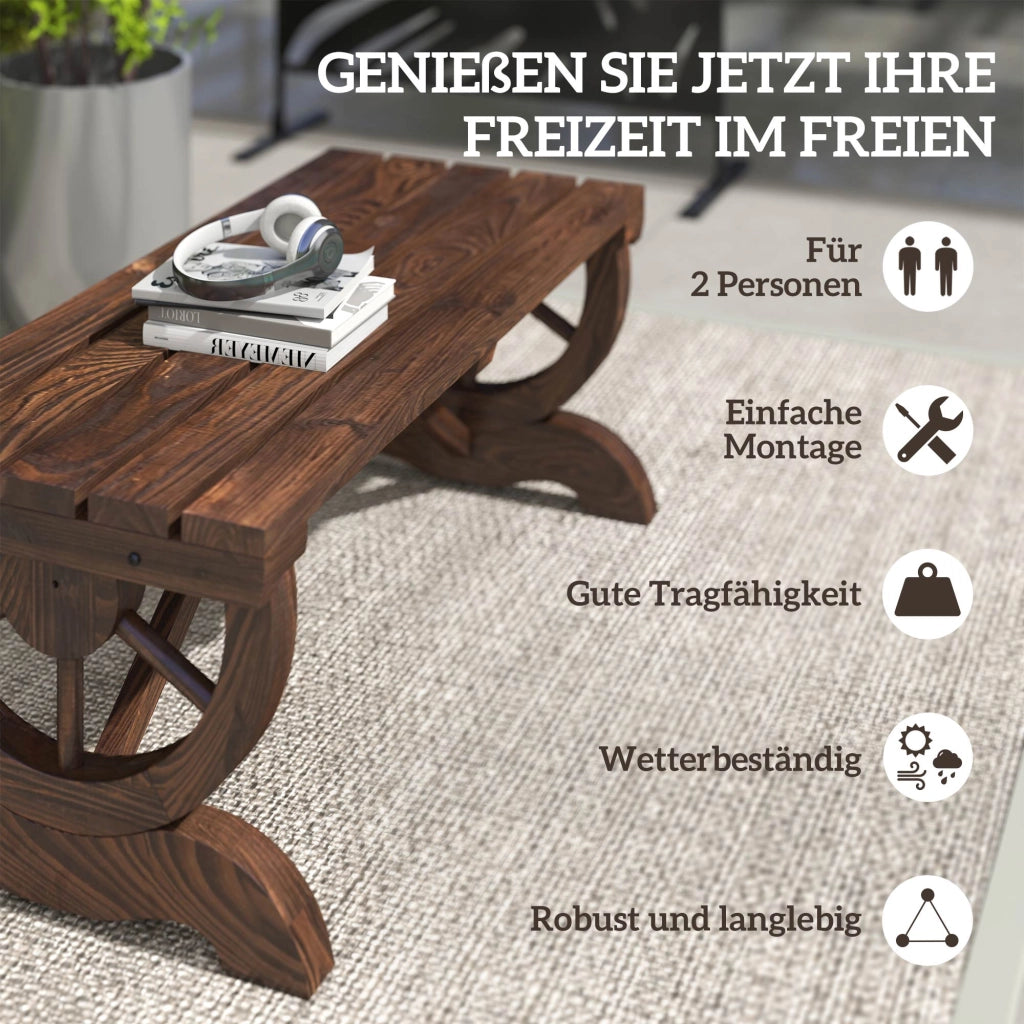 Panchina da Giardino in Legno Massello ¨C zephmum ¨C Naturale 98x50x39.5 cm