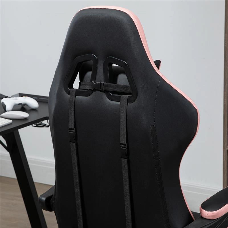 SEDIA DA GAMING CON ALTEZZA REGOLABILE E SCHIENALE RECLINABILE ROSA E NERO