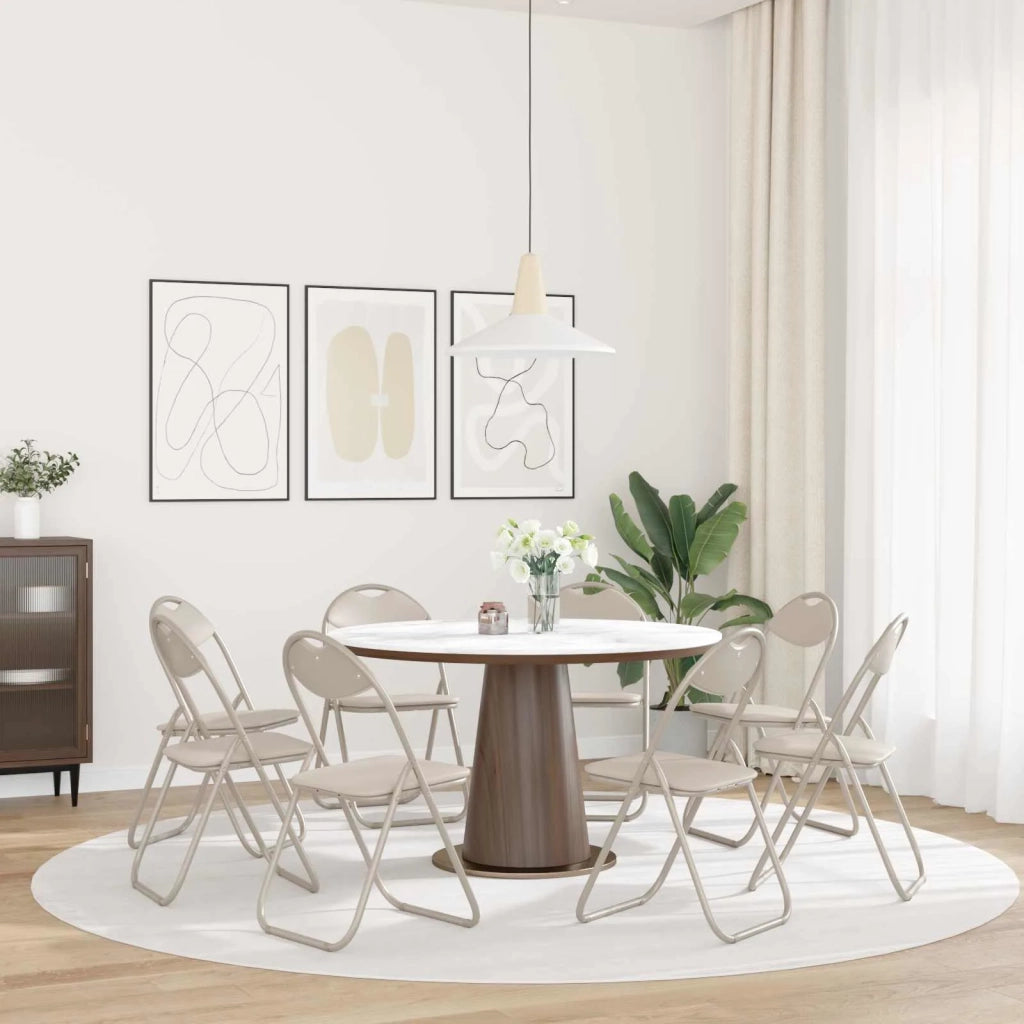 Sedia pieghevole 8 pcs Sabbia 48 x 43,5 x 81 cm Pelle Sintetica 42029066
