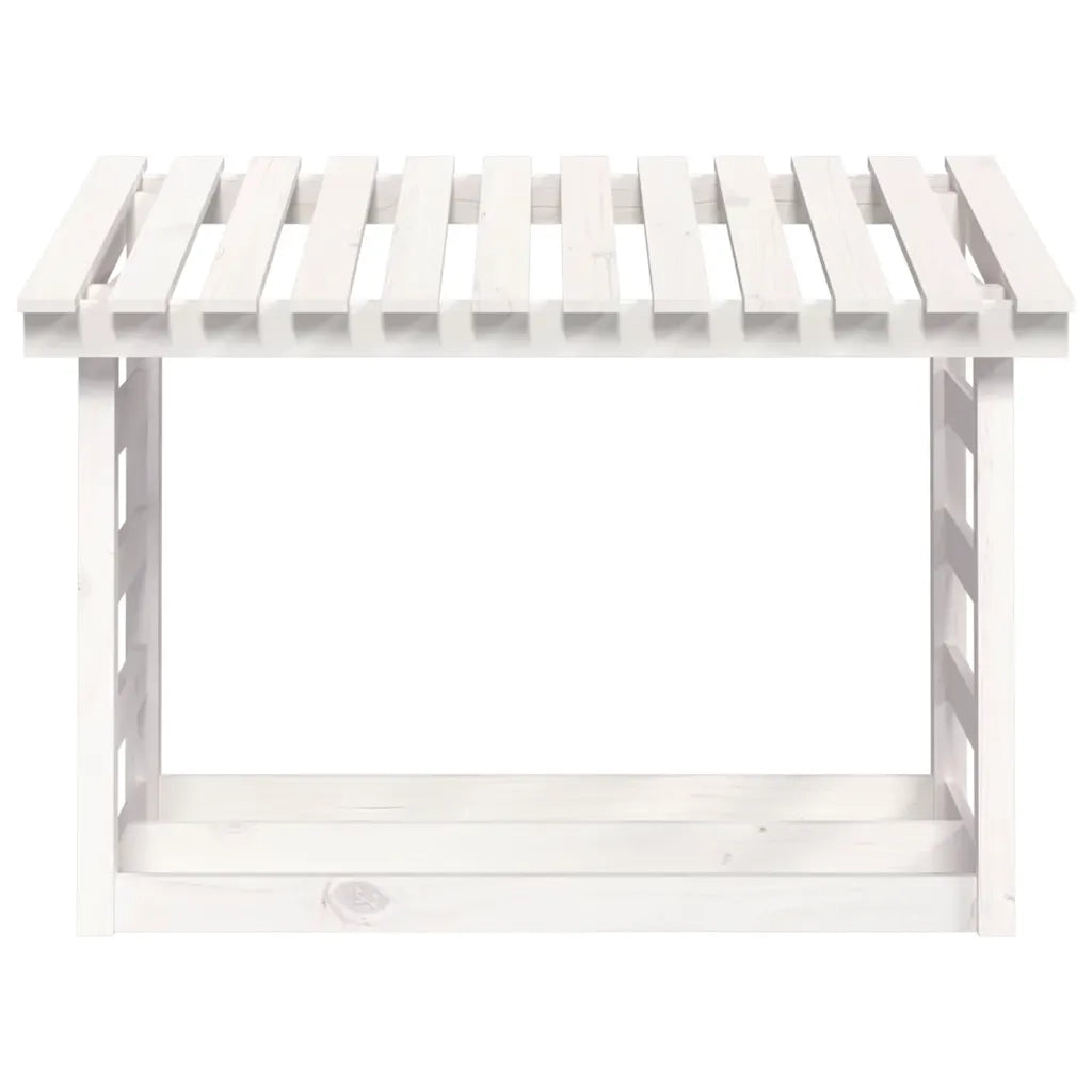 Portalegna-Scaffale per Legna Bianco 108x64,5x78 cm in Legno Massello di Pino