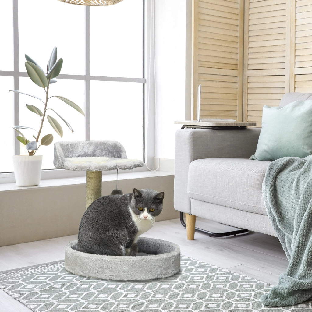 Lettino per Gatti con Tiragraffi ¨C zephmum ¨C Grigio Chiaro 41x41x44 cm