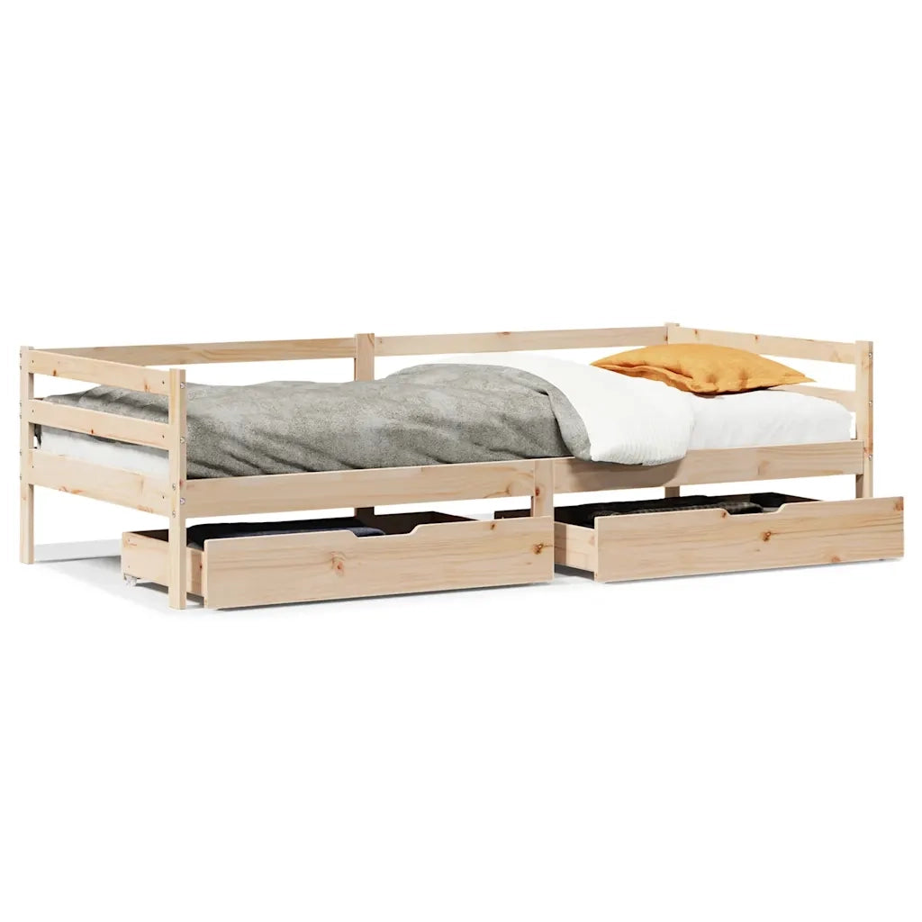 Dormeuse con Cassetti 90x200 cm Legno Massello Pino