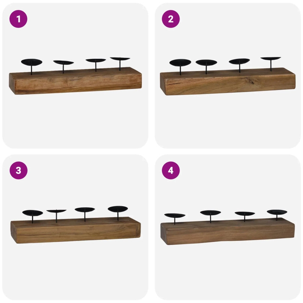 Candelabro Naturale 50 x 15 x 10 cm Legno massello di teak 42012364