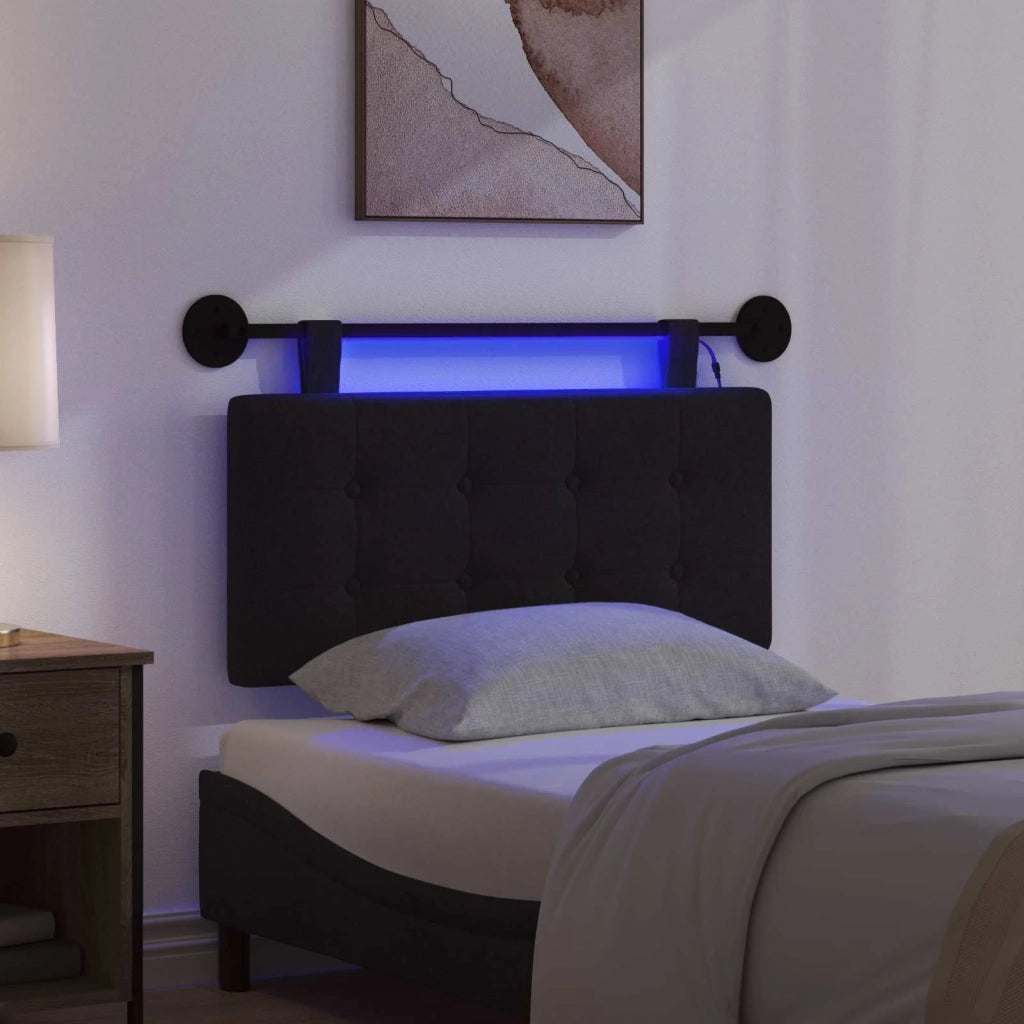 Testiera sospesa Con luce LED Nero Tessuto