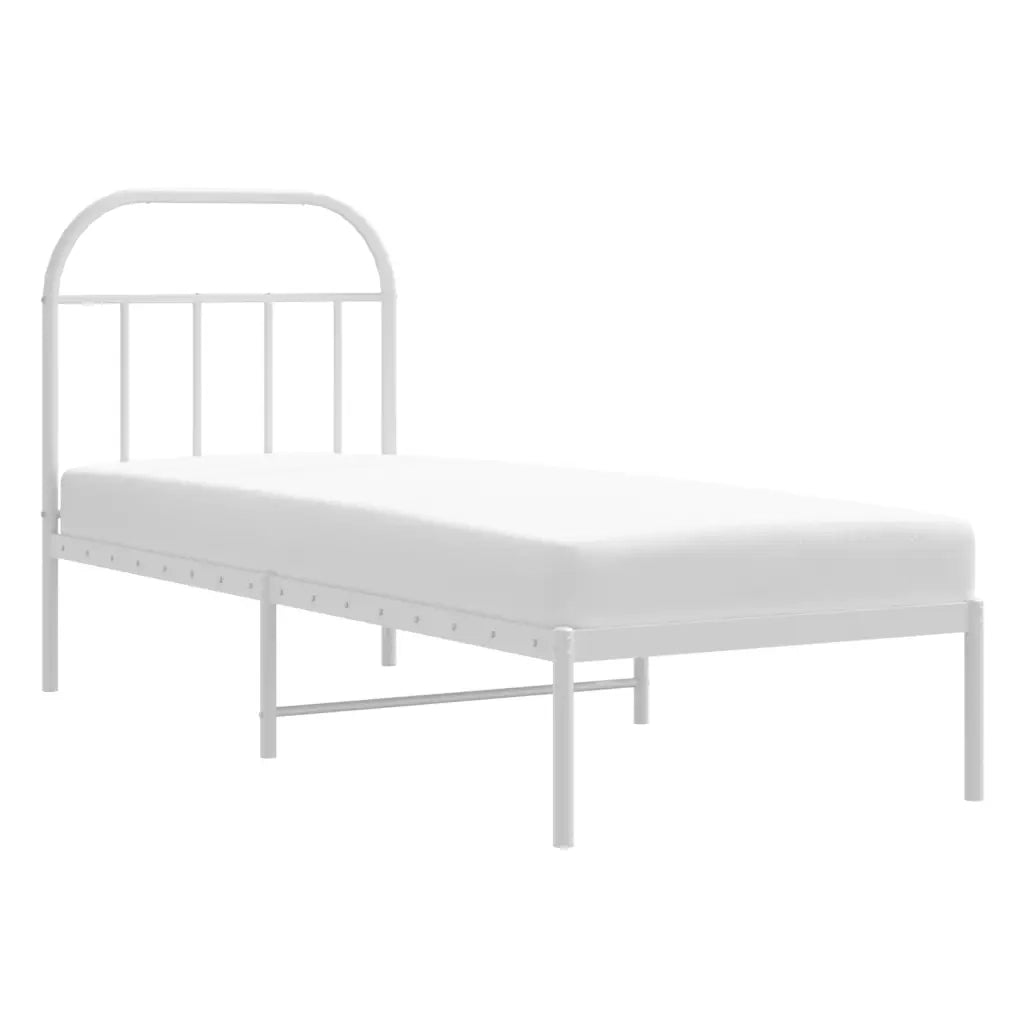 Letto singolo | Letto per adulti | Giroletto senza Materaso con Testiera Metallo Bianco 75x190 cm