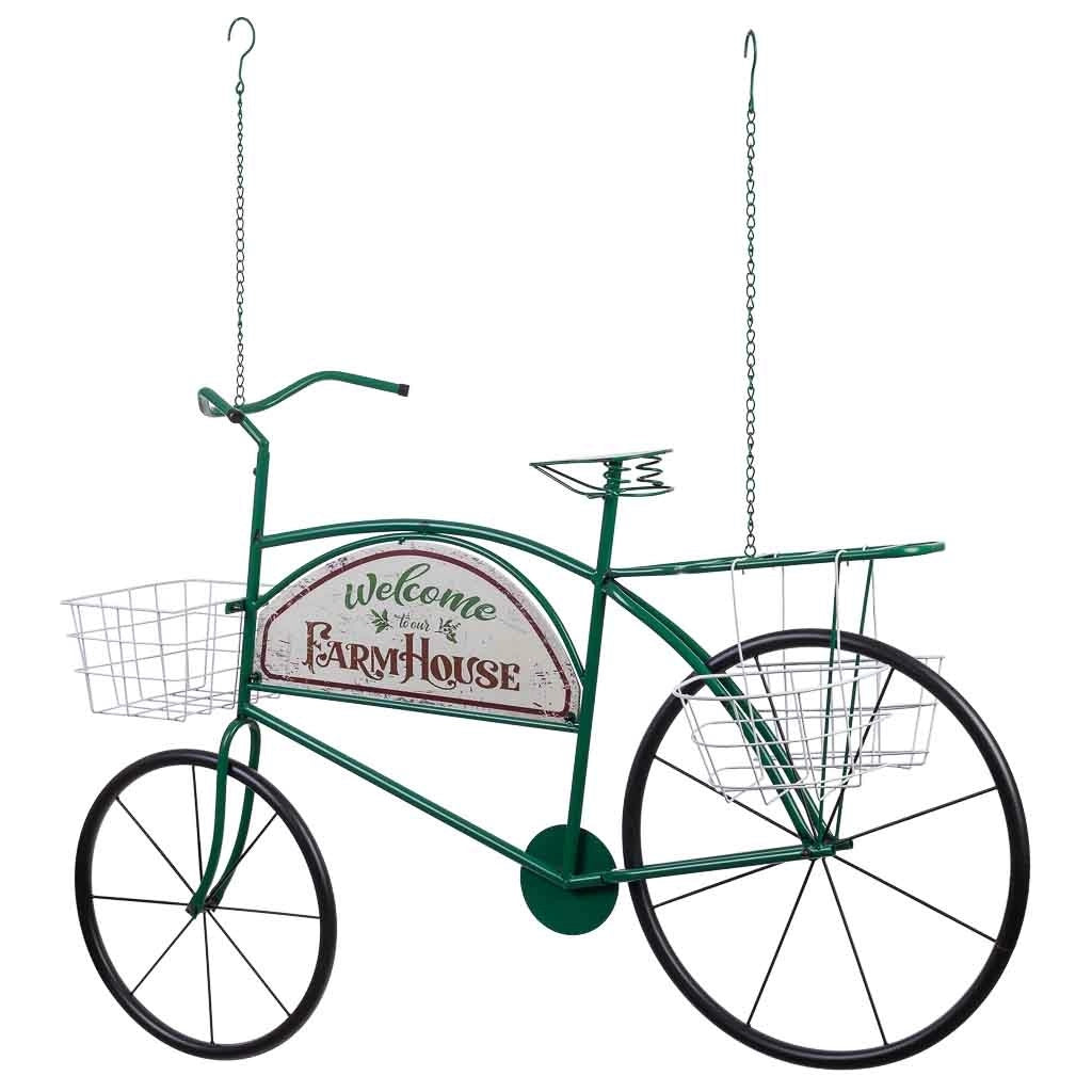 Bicicletta decorativa in metallo con due cestini 134x32x85h cm