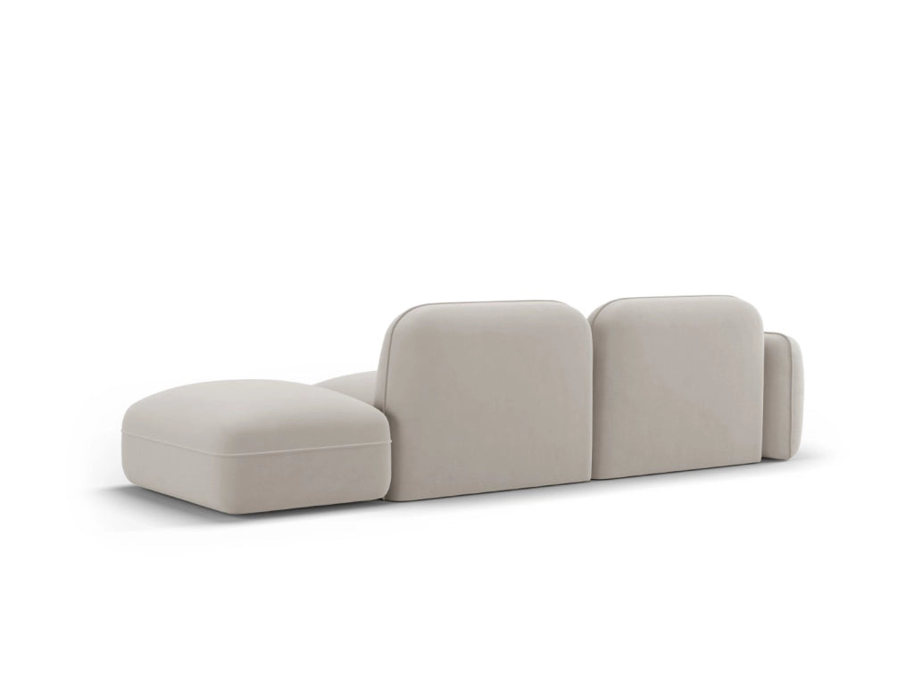 Cosmopolitan Design - Divano modulare destro "Sydney" 3 posti in velluto beige chiaro 