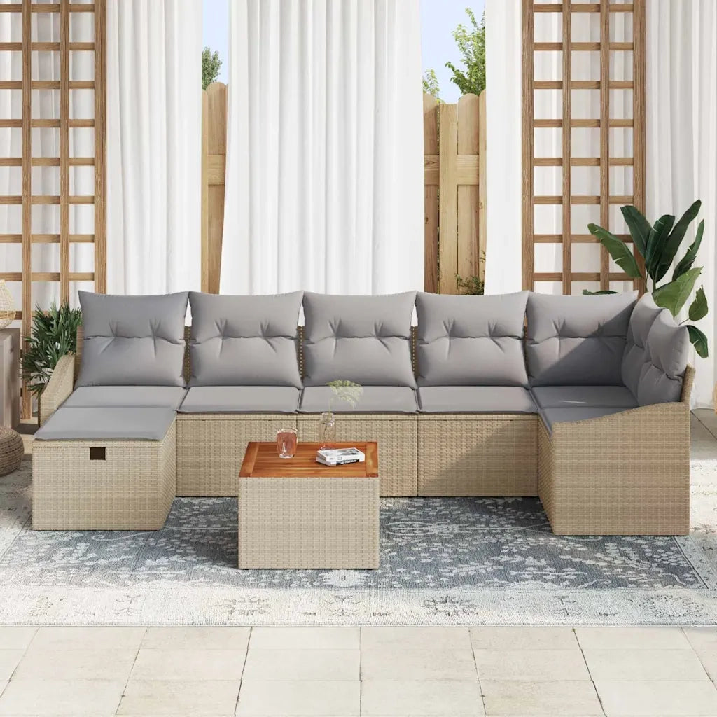 Set Divano da Giardino con cuscino 8 pcs Beige polyrattan 3359574
