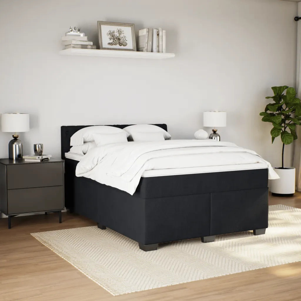 Giroletto a Molle con Materasso Nero 140x200 cm in Velluto