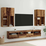 Set Mobile TV a Muro con Luci LED con led 7 pcs Legno vecchio 3402794
